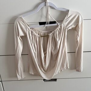 L'Academie Cream Draped Long Sleeve Blouse